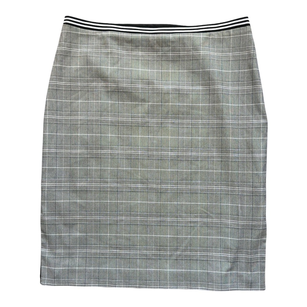 Banana Republic Pencil Skirt Womens 14 Rib PNCL SKT Grey Glen Plaid EUC